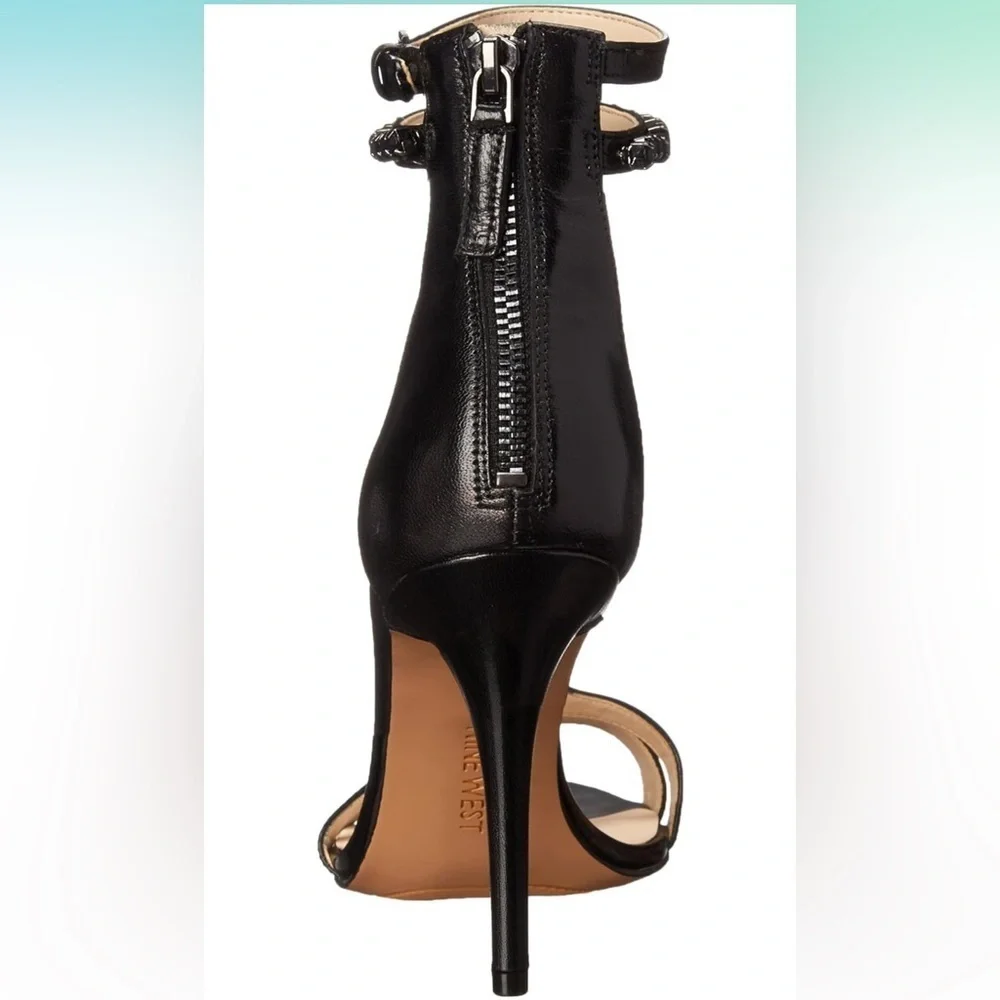 Nine West Women's Dana Leather Heeled Sandal Black 9